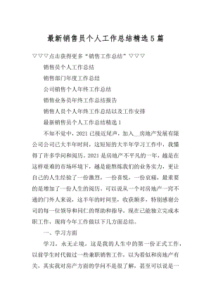 最新销售员个人工作总结精选5篇汇总.docx