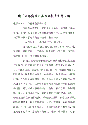 电子商务实习心得体会报告汇总5篇汇编.docx