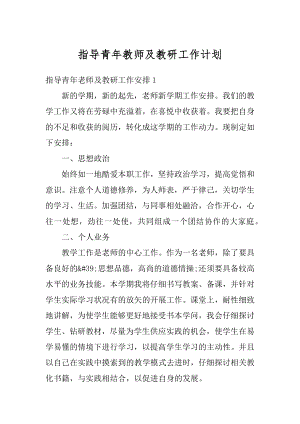 指导青年教师及教研工作计划汇编.docx