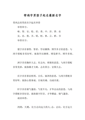 带鸿字男孩子起名最新名字汇总.docx