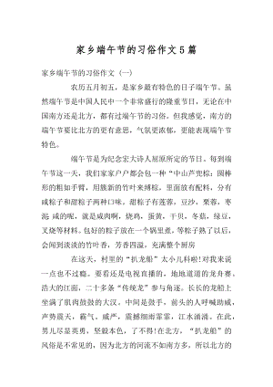 家乡端午节的习俗作文5篇例文.docx