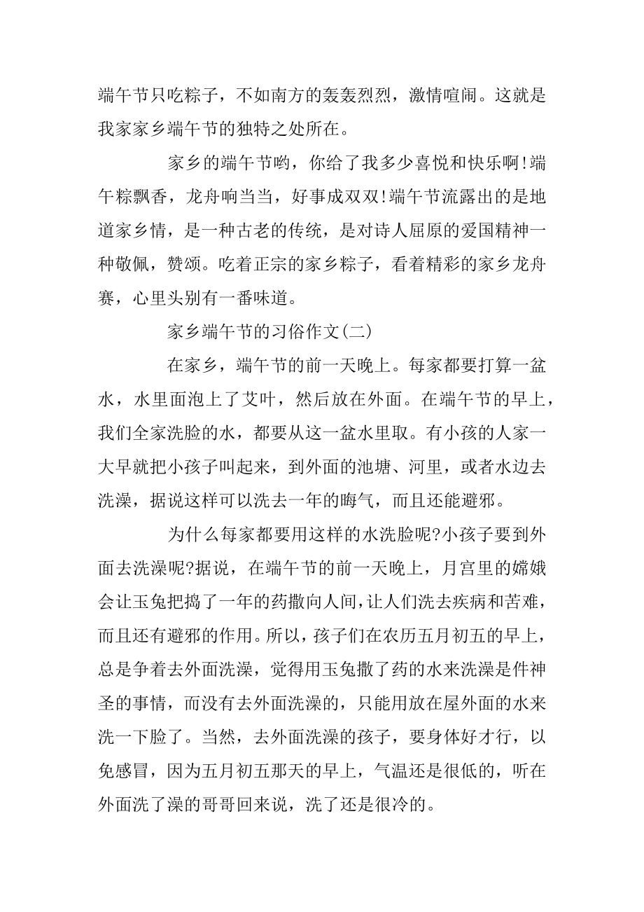 家乡端午节的习俗作文5篇例文.docx_第2页