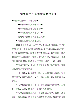 销售员个人工作情况总结5篇最新.docx