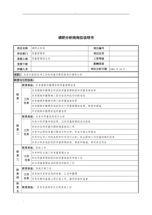 湖北新华医院质量管理部调研分析岗位说明书.docx