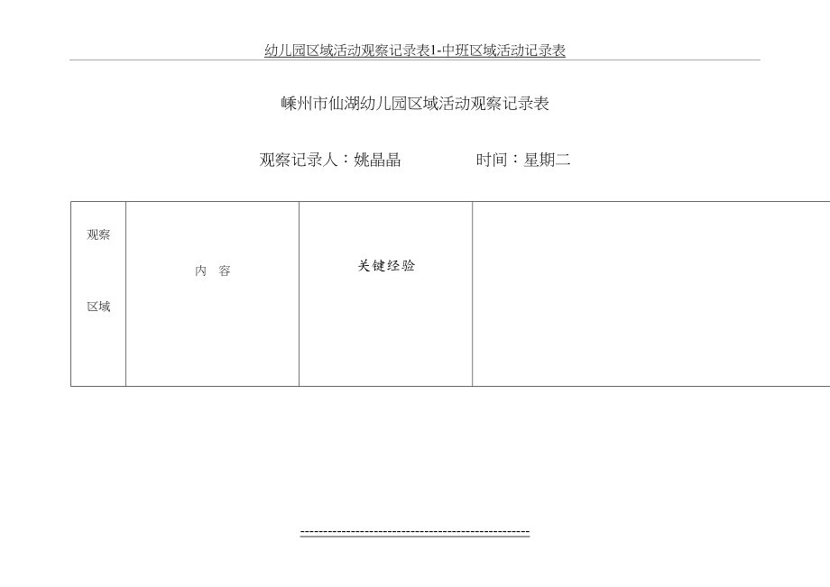幼儿园区域活动观察记录表1-中班区域活动记录表.doc_第2页