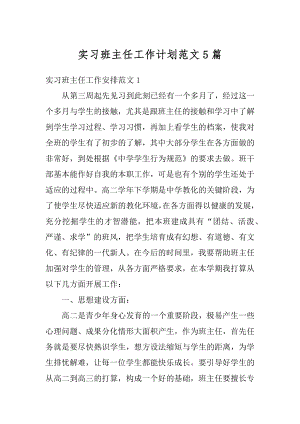 实习班主任工作计划范文5篇精选.docx