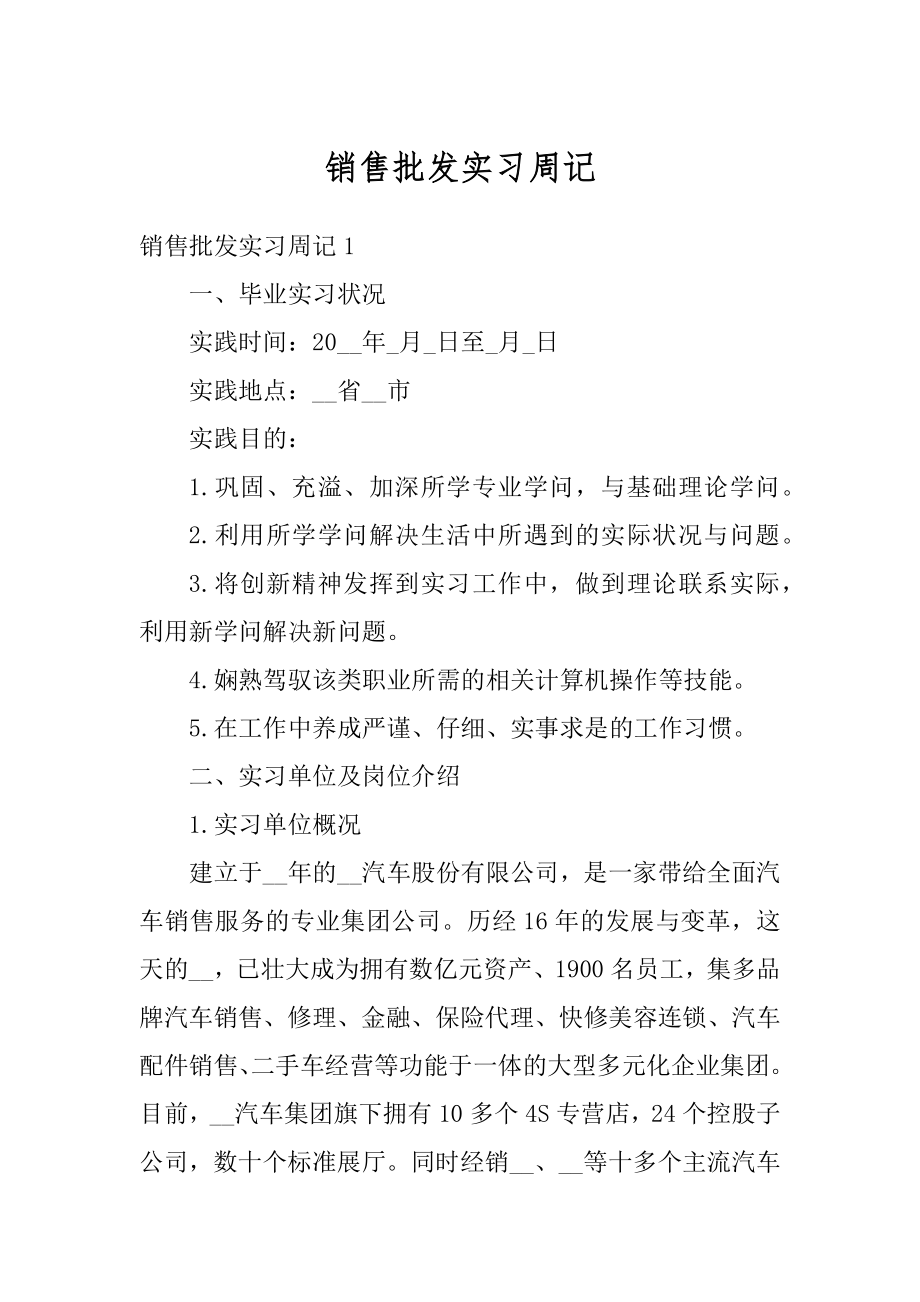 销售批发实习周记例文.docx_第1页