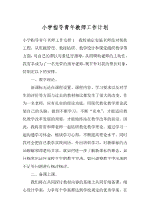 小学指导青年教师工作计划精编.docx