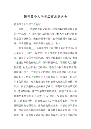 销售员个人半年工作总结大全精编.docx