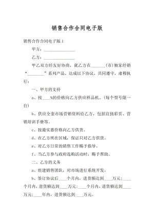 销售合作合同电子版汇总.docx