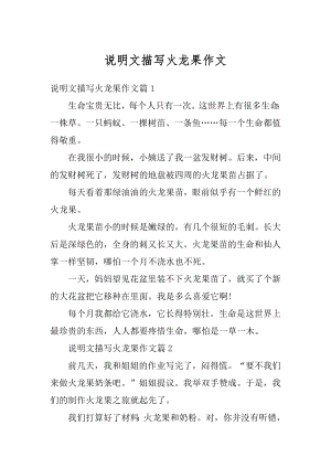 说明文描写火龙果作文范例.docx