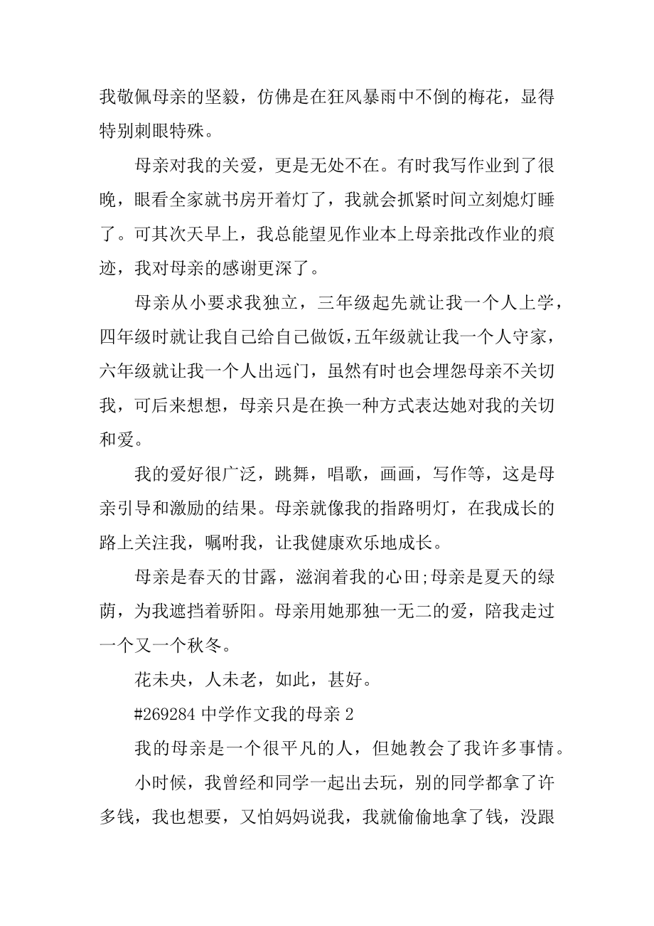 高中作文我的母亲精选.docx_第2页