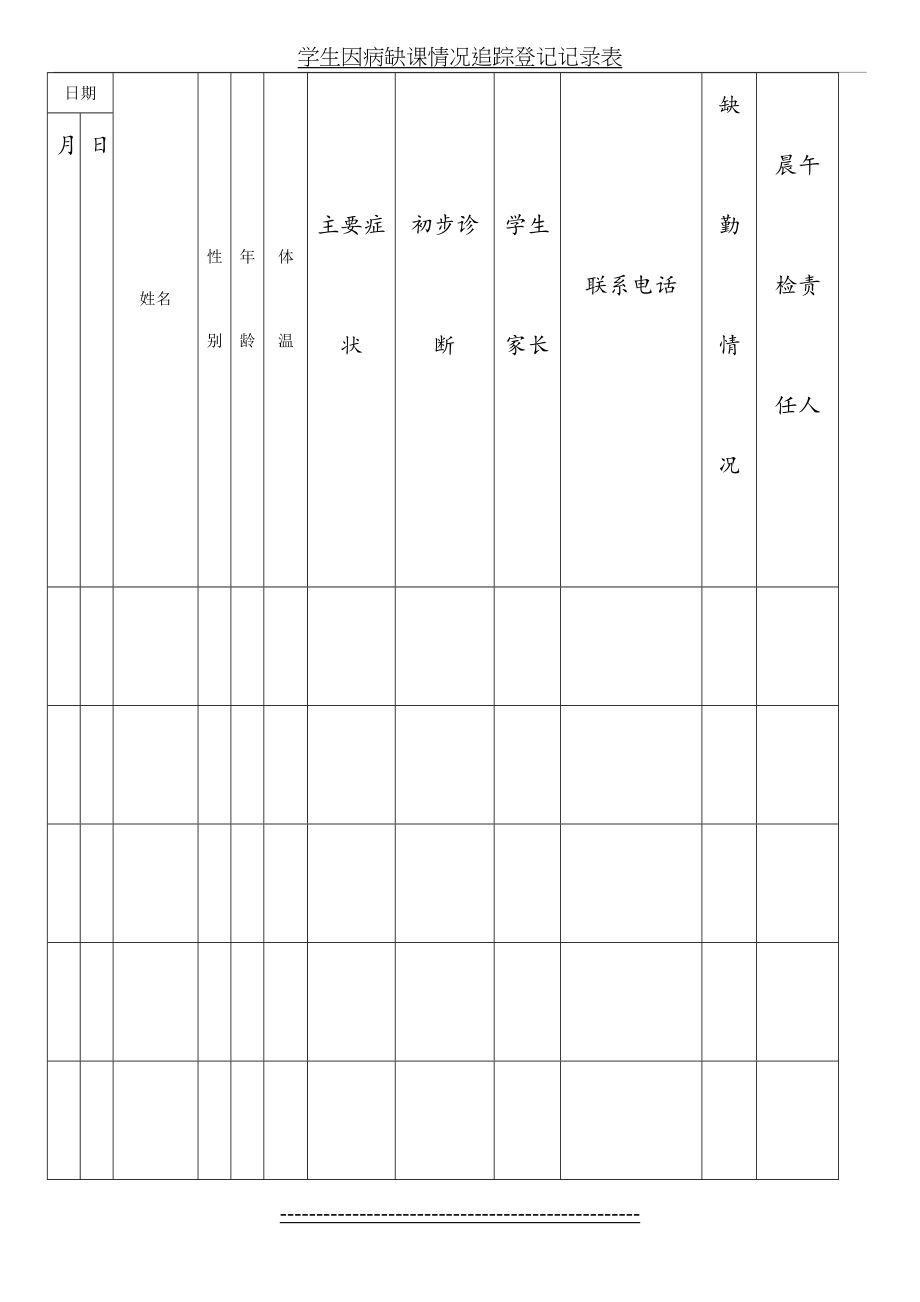 学生因病缺课情况追踪登记记录表.doc_第2页