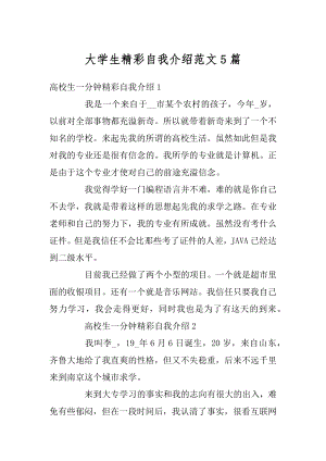 大学生精彩自我介绍范文5篇汇编.docx