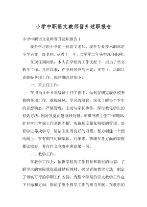 小学中职语文教师晋升述职报告汇编.docx