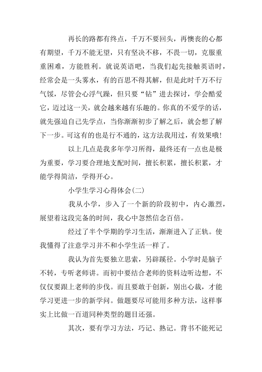 小学生学习心得体会范文五篇范例.docx_第2页