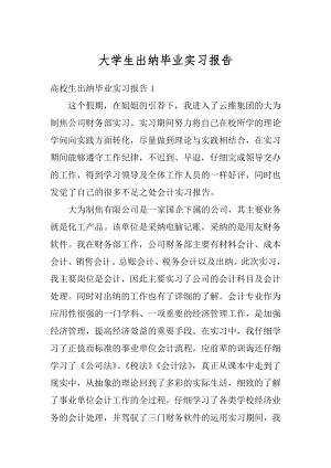 大学生出纳毕业实习报告范本.docx