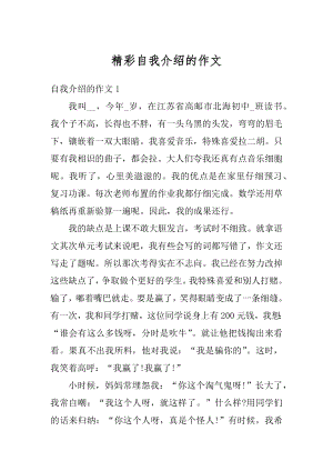 精彩自我介绍的作文精选.docx