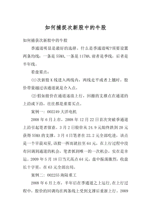 如何捕捉次新股中的牛股精编.docx