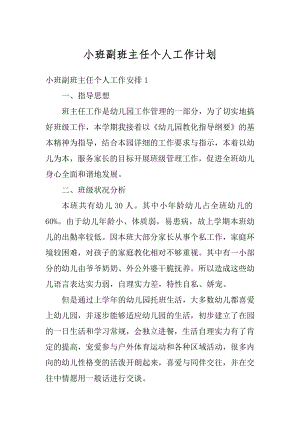 小班副班主任个人工作计划精品.docx