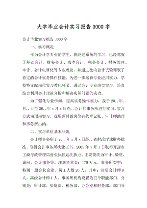 大学毕业会计实习报告3000字例文.docx