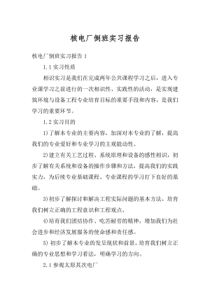 核电厂倒班实习报告最新.docx