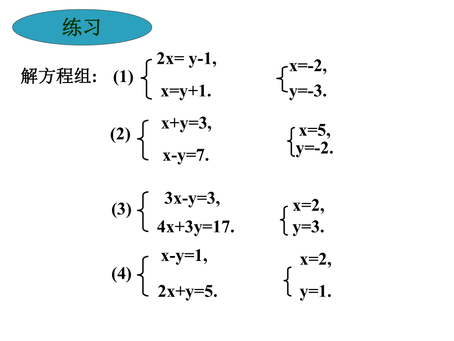 华师大版七年级数学下册：7.2第三课时解方程组(代入法3)课件.ppt_第2页