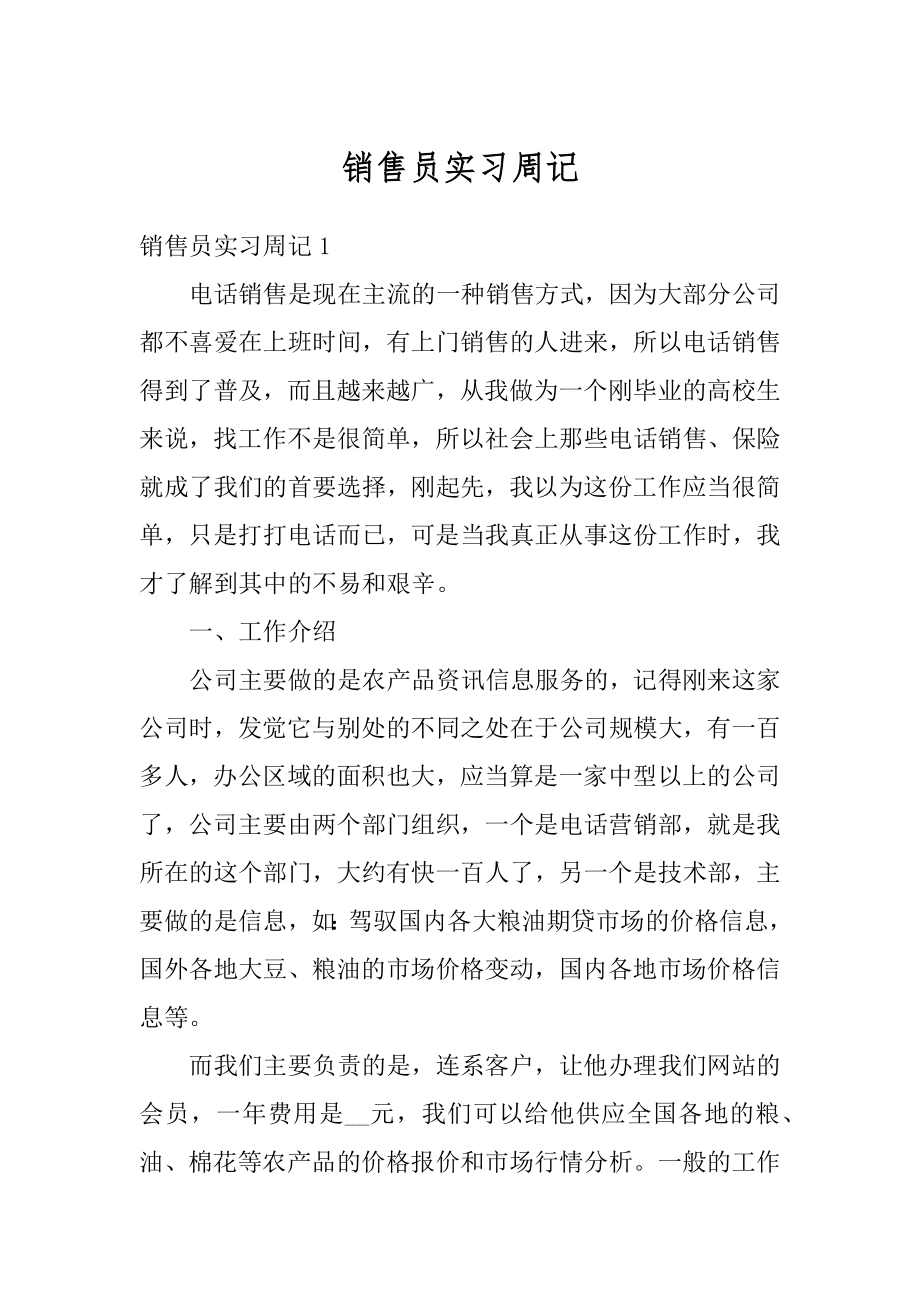 销售员实习周记精编.docx_第1页