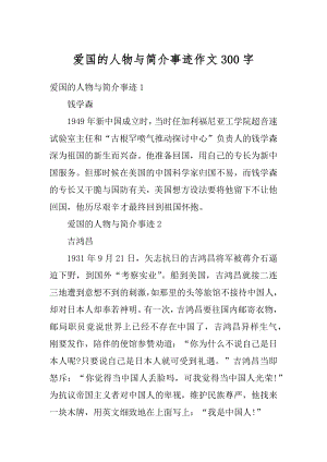 爱国的人物与简介事迹作文300字汇总.docx