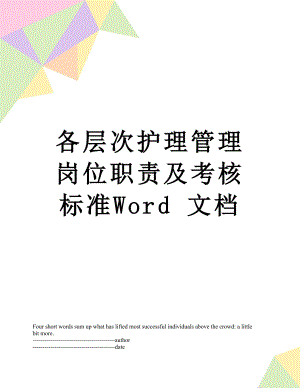 各层次护理管理岗位职责及考核标准Word 文档.docx