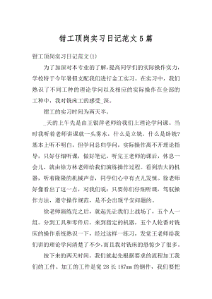 钳工顶岗实习日记范文5篇精编.docx