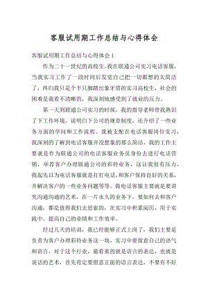 客服试用期工作总结与心得体会例文.docx