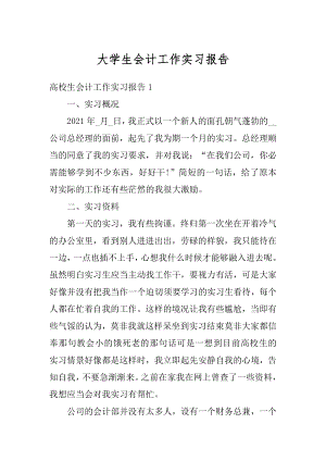 大学生会计工作实习报告汇编.docx