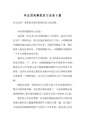 毕业顶岗建筑实习总结5篇精选.docx