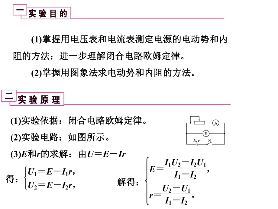 2019届高三第一轮复习第八章实验十（带例题）测电源电动势和内阻.ppt_第2页