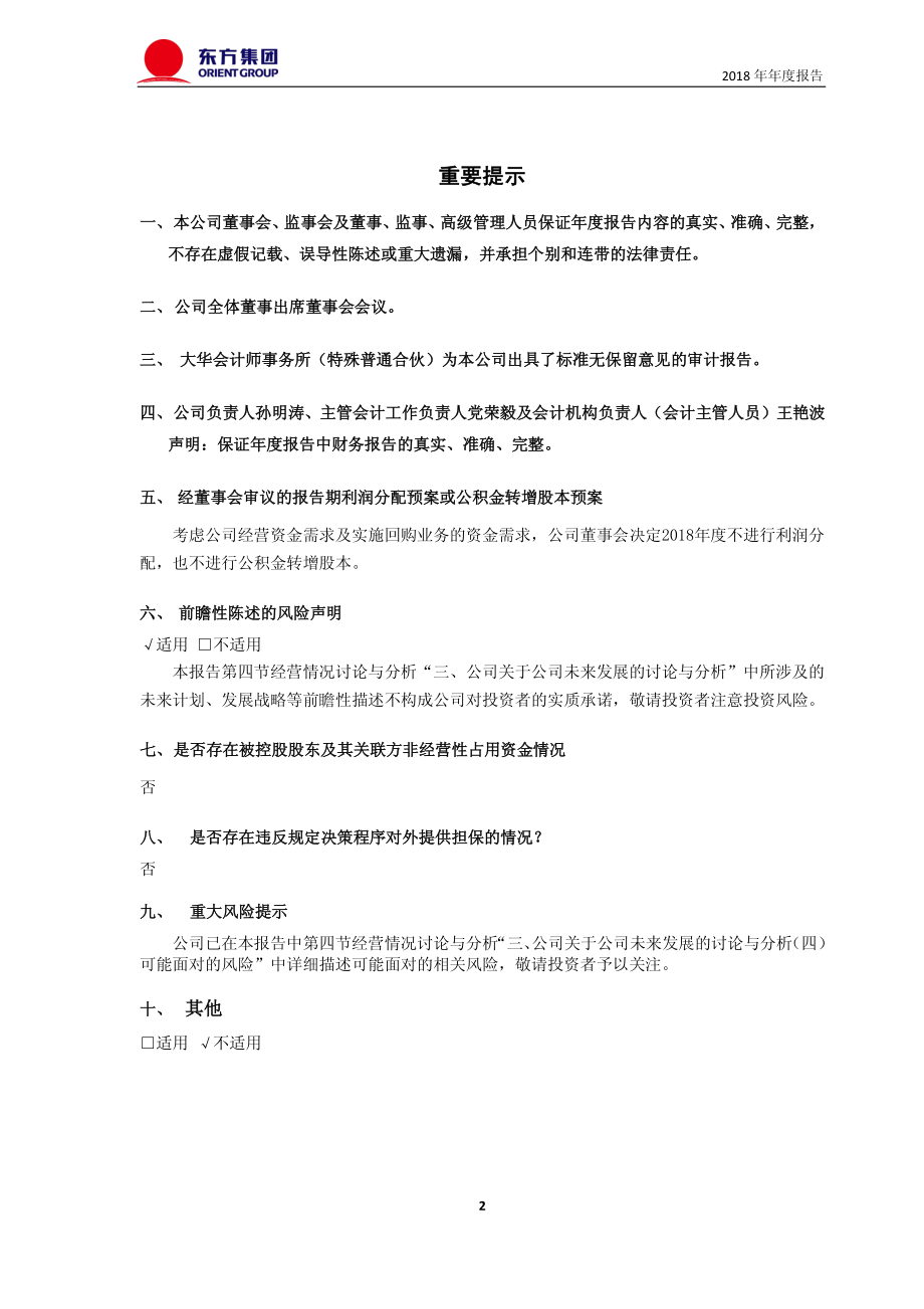 东方集团：2018年年度报告.PDF_第2页