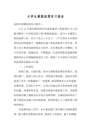 大学生暑期监理实习报告范例.docx