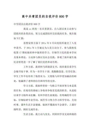 高中共青团员的自我评价800字例文.docx