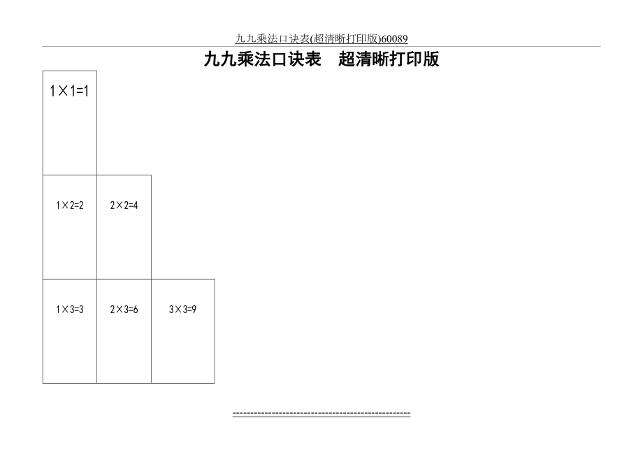 九九乘法口诀表(超清晰打印版)60089.doc_第2页