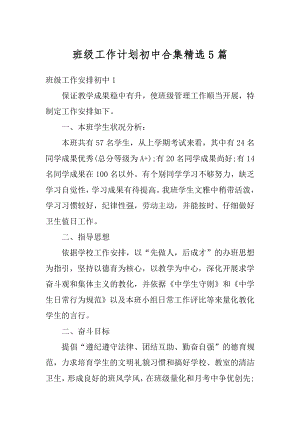 班级工作计划初中合集精选5篇例文.docx