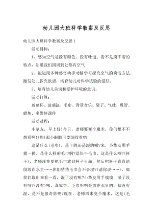 幼儿园大班科学教案及反思优质.docx