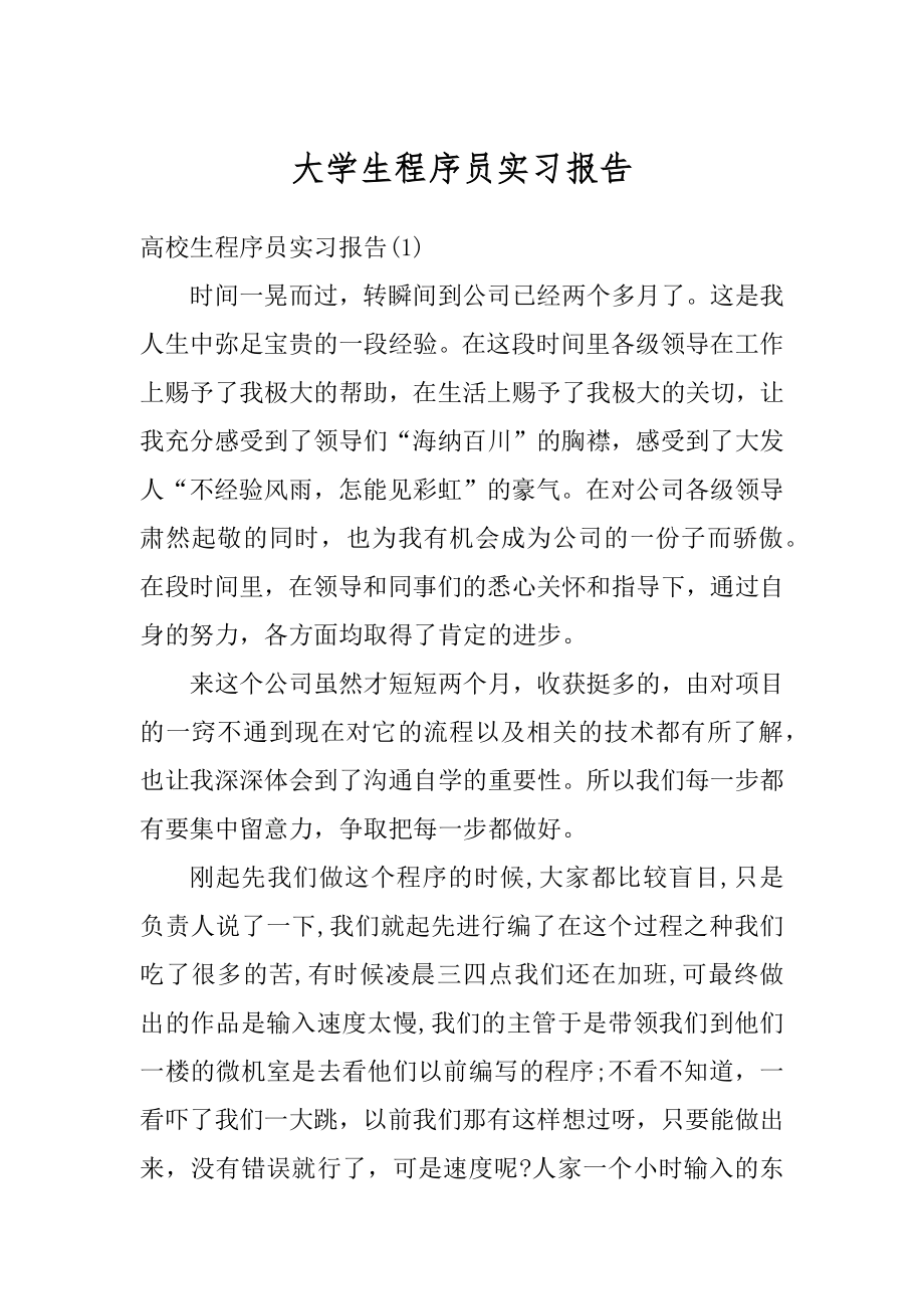 大学生程序员实习报告范本.docx_第1页