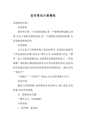 宣传策划方案模板精选.docx