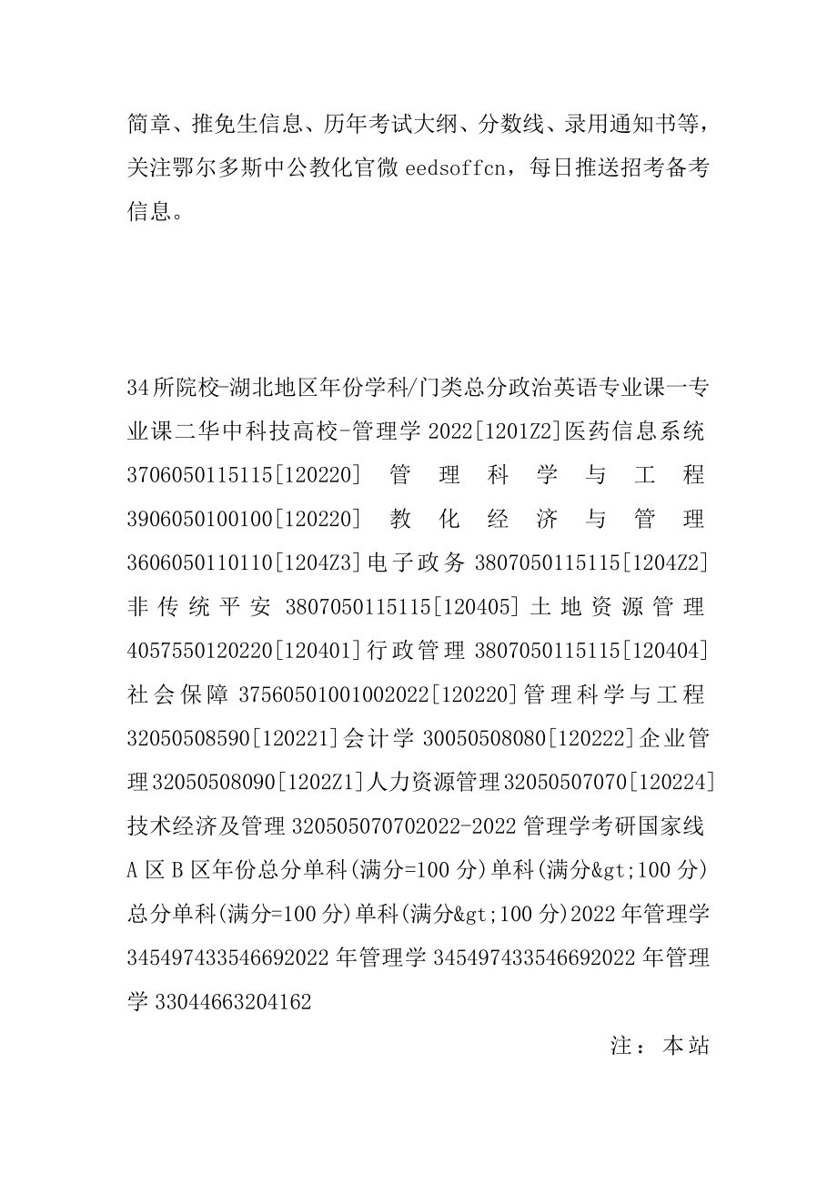 2021考研分数线-华中科技大学管理学历年分数线与国家线对比范文.docx_第2页