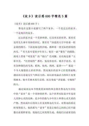 《故乡》读后感600字精选5篇范本.docx