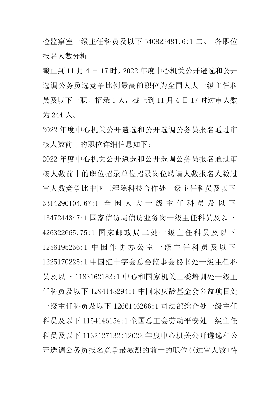 2022中央机关遴选和选调报名人数统计：4955人过审 最热职位 244-1[截止11月4日17时]汇编.docx_第2页