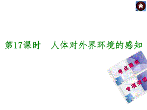 2015生物中考总复习课件（考点聚焦+归类探究+回归教材）：第17课时　人体对外界环境的感知.ppt