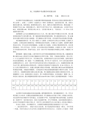 高二年级期中考试数学科质量分析.doc