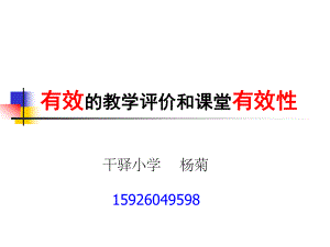 有效的教学评价和课堂有效性PPT.ppt