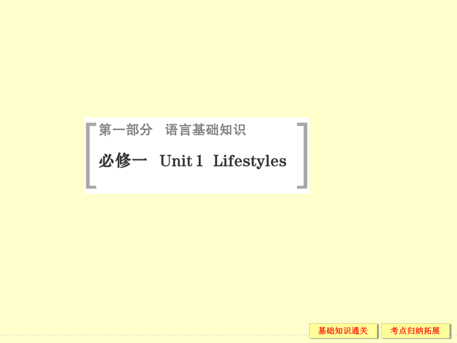 （北师大版）2015届高考英语基础知识课件：1-1Unit1Lifestyles.ppt_第1页